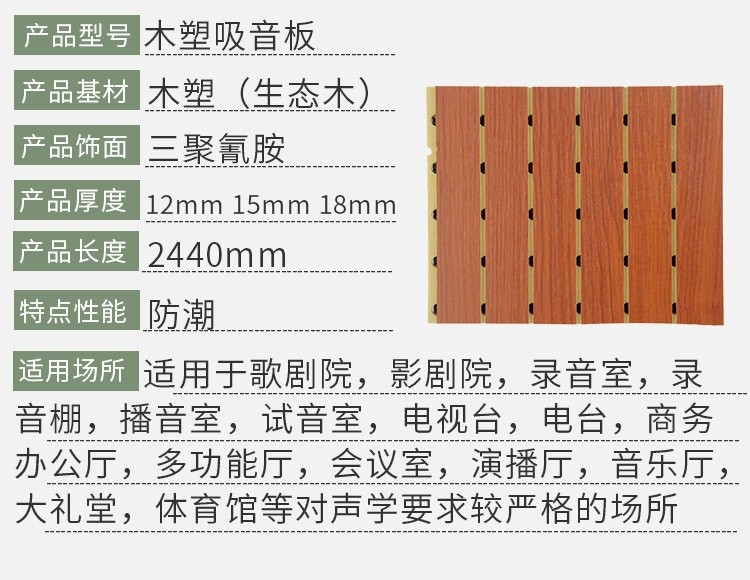 木塑吸音板產品參數